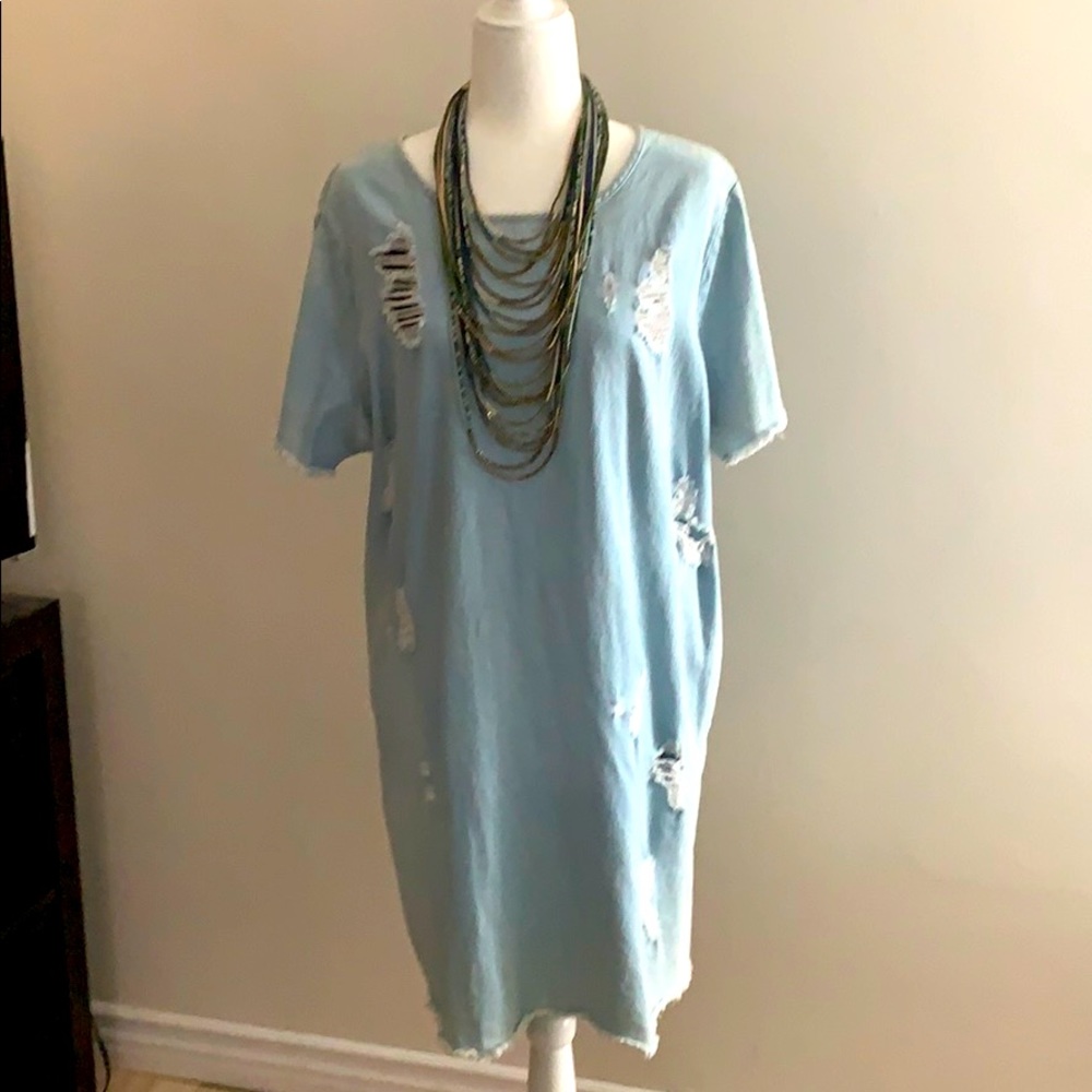 2XL, distress jean dress with pockets!